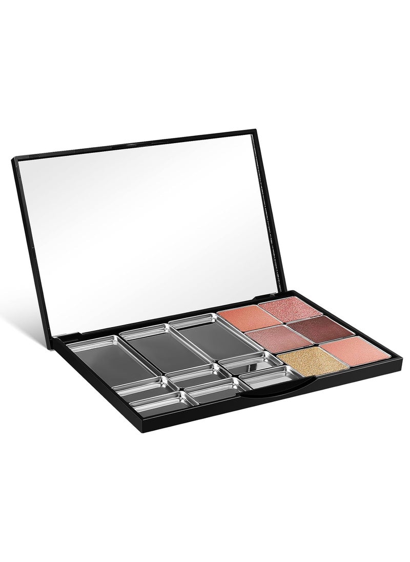 Beaupretty Magnetic Makeup Palette with Mirror, Empty Eyeshadow Palette With 15 Pans for Eyeshadow Lipstick Blush Powder