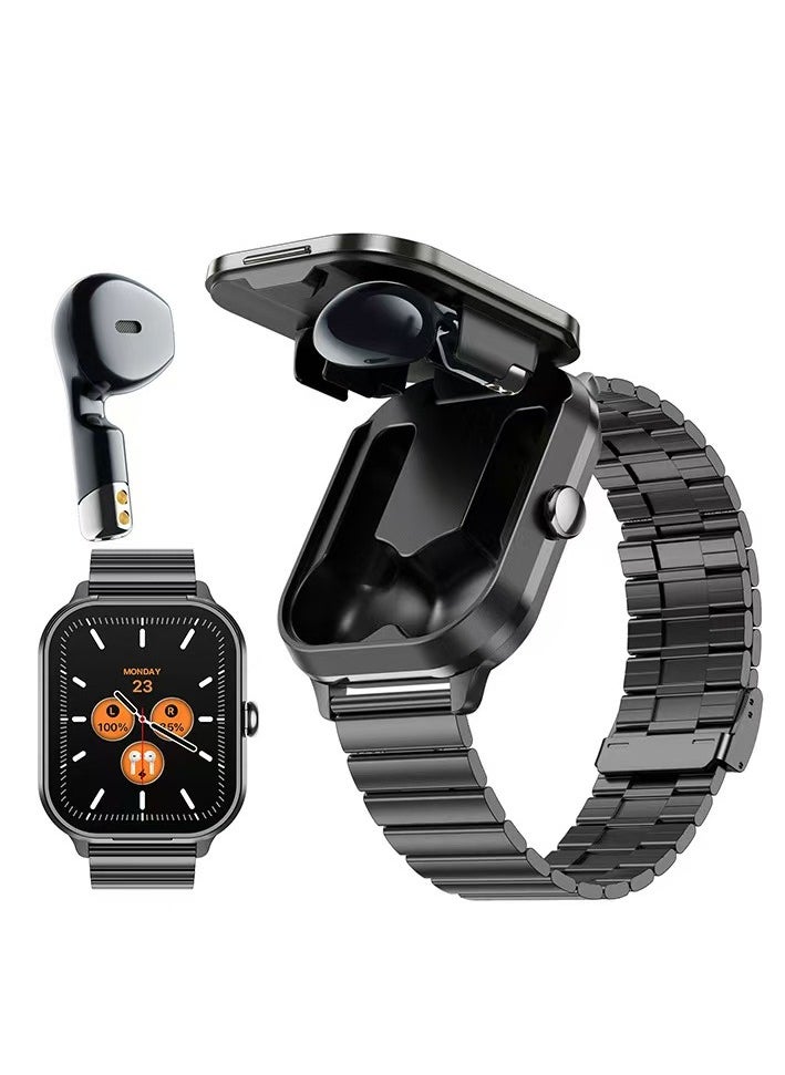 Smartwatch with Earbuds Smart Watch TWS Wireless Bluetooth Headset Health Monitor Fitness Tracker Bluetooth Call Music Player
