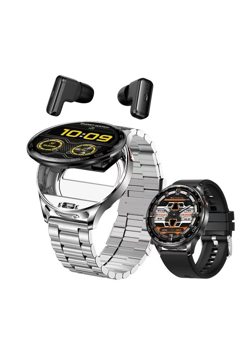 Smart Watch with Earphones, 2 in 1 with Wireless Earphones, Smart Watch with Wireless Earphones, 1.39 Inch HD Touch Screen, Ip67 Sports Watches, Sleep Mode.