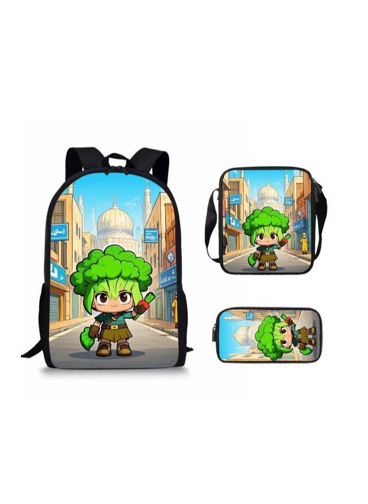 Cartoon style universal three-piece schoolbag - 638