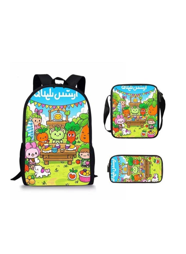 Cartoon style universal three-piece schoolbag - 641