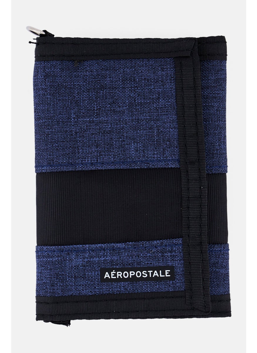 Men Brand Logo Trifold Wallet, Navy