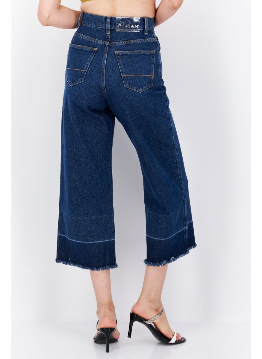 Women Regular Fit Dark Wash Stretchable Denim jeans, Navy Blue