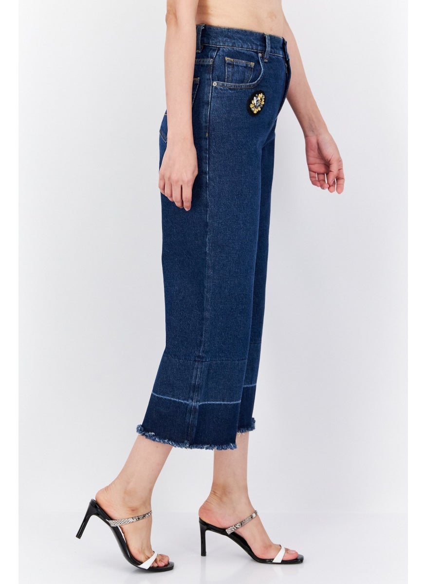 Women Regular Fit Dark Wash Stretchable Denim jeans, Navy Blue
