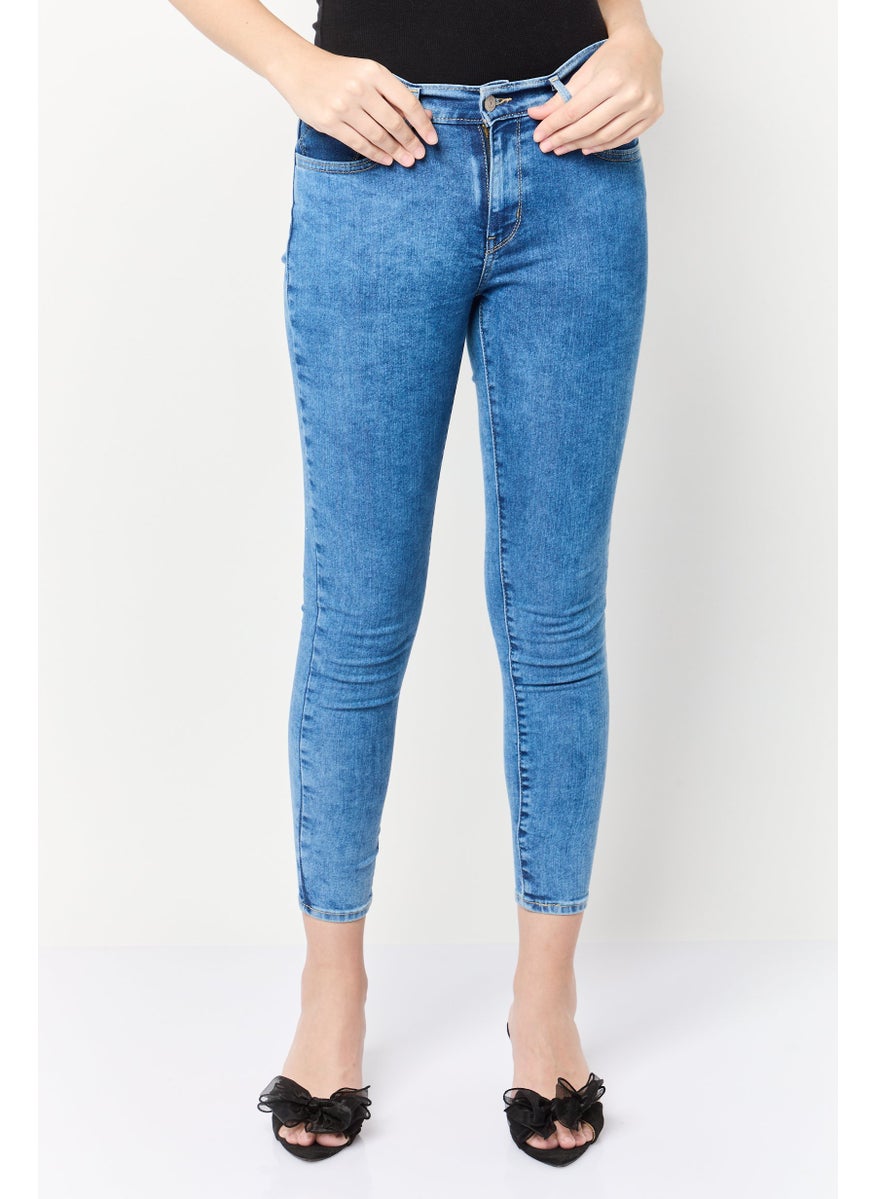 Women Super Skinny Fit Washed Stretchable Denim, Blue