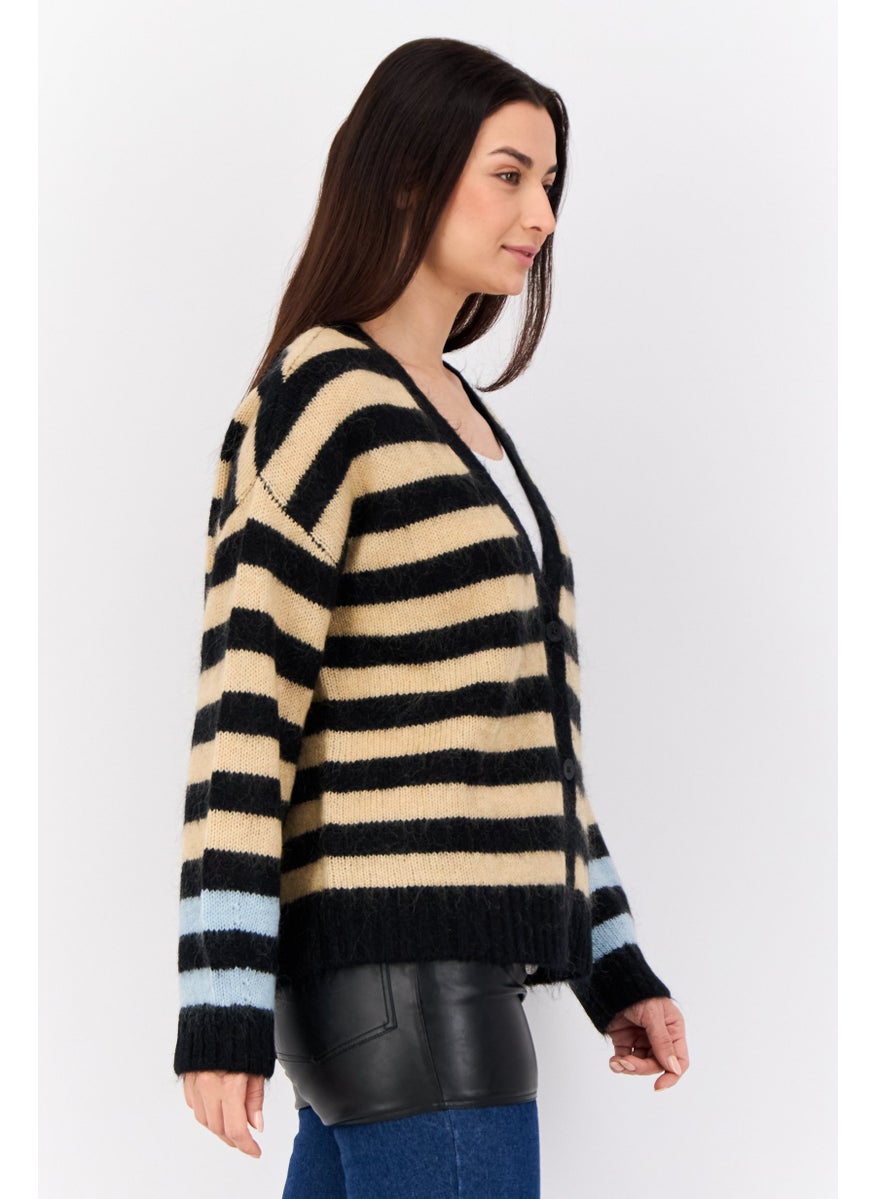Women Yarn Dye Knit Cardigan, Multicolor
