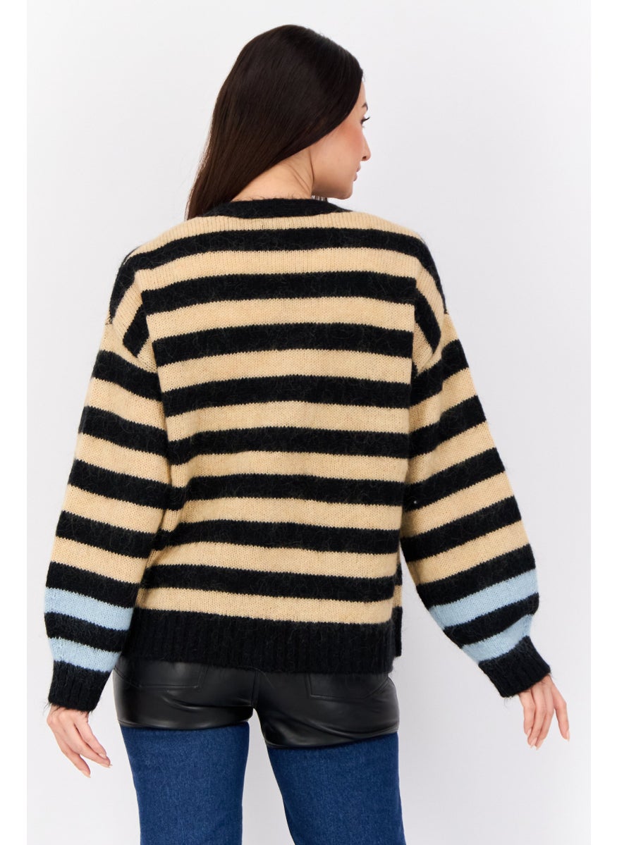 Women Yarn Dye Knit Cardigan, Multicolor