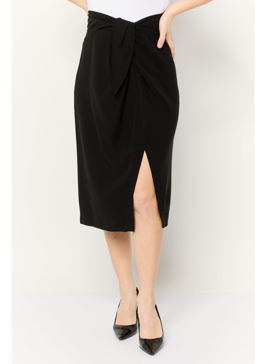 Women Solid Midi Skirt, Black