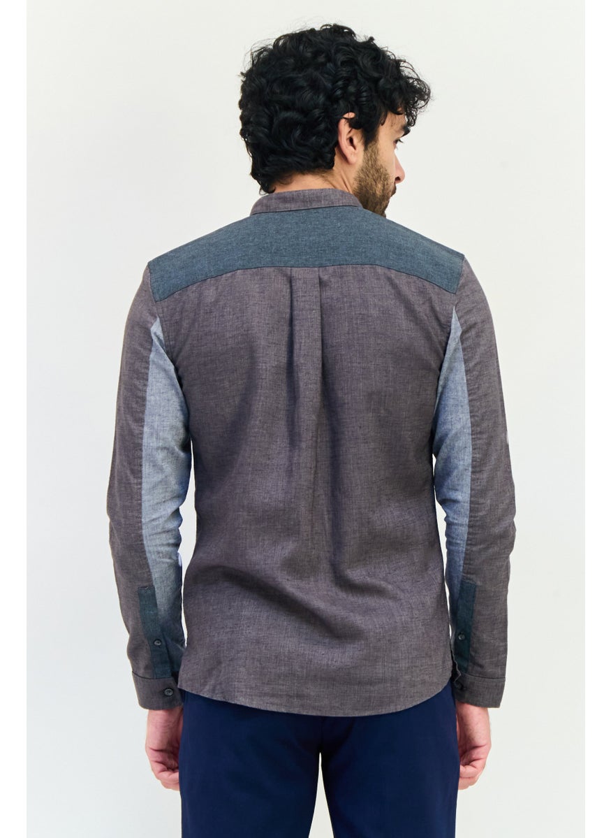 Men Regular Fit Heather Long Sleeves Casual Shirt, Multicolor