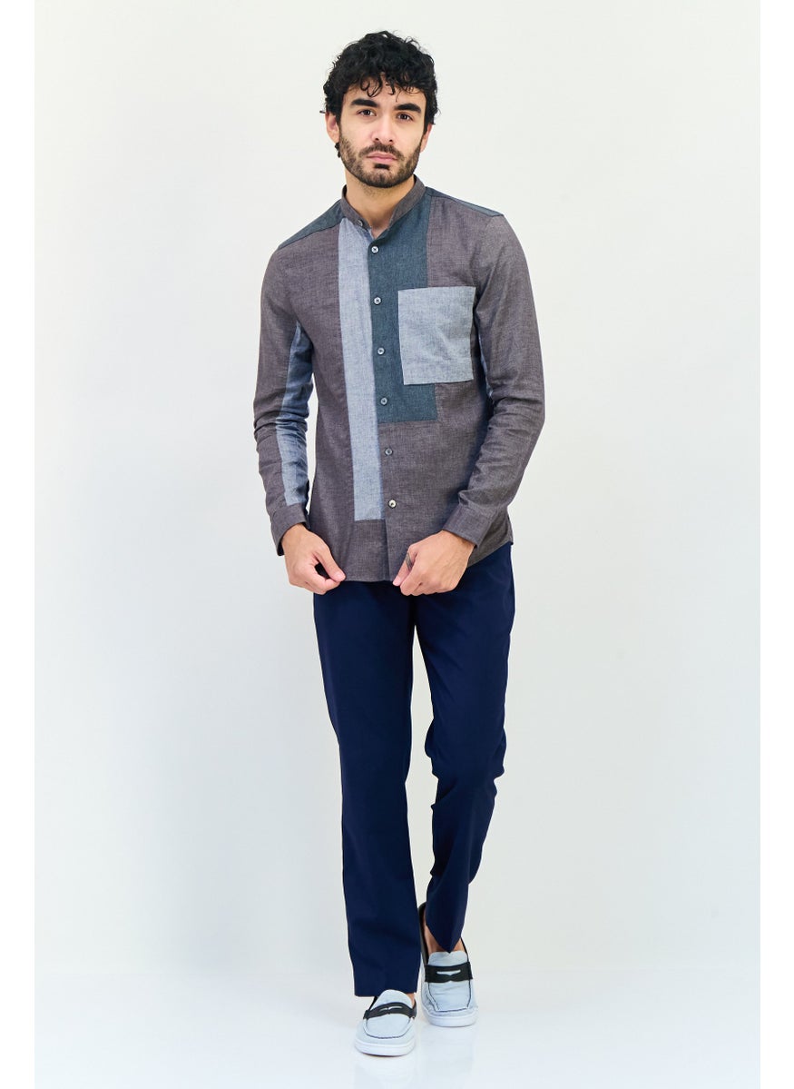 Men Regular Fit Heather Long Sleeves Casual Shirt, Multicolor