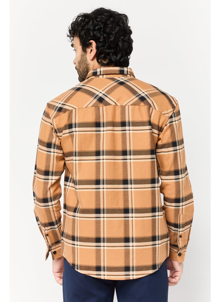 Men Regular Fit Checkered Long Sleeve Casual Shirt, Multicolor