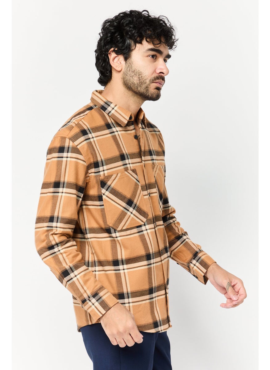 Men Regular Fit Checkered Long Sleeve Casual Shirt, Multicolor