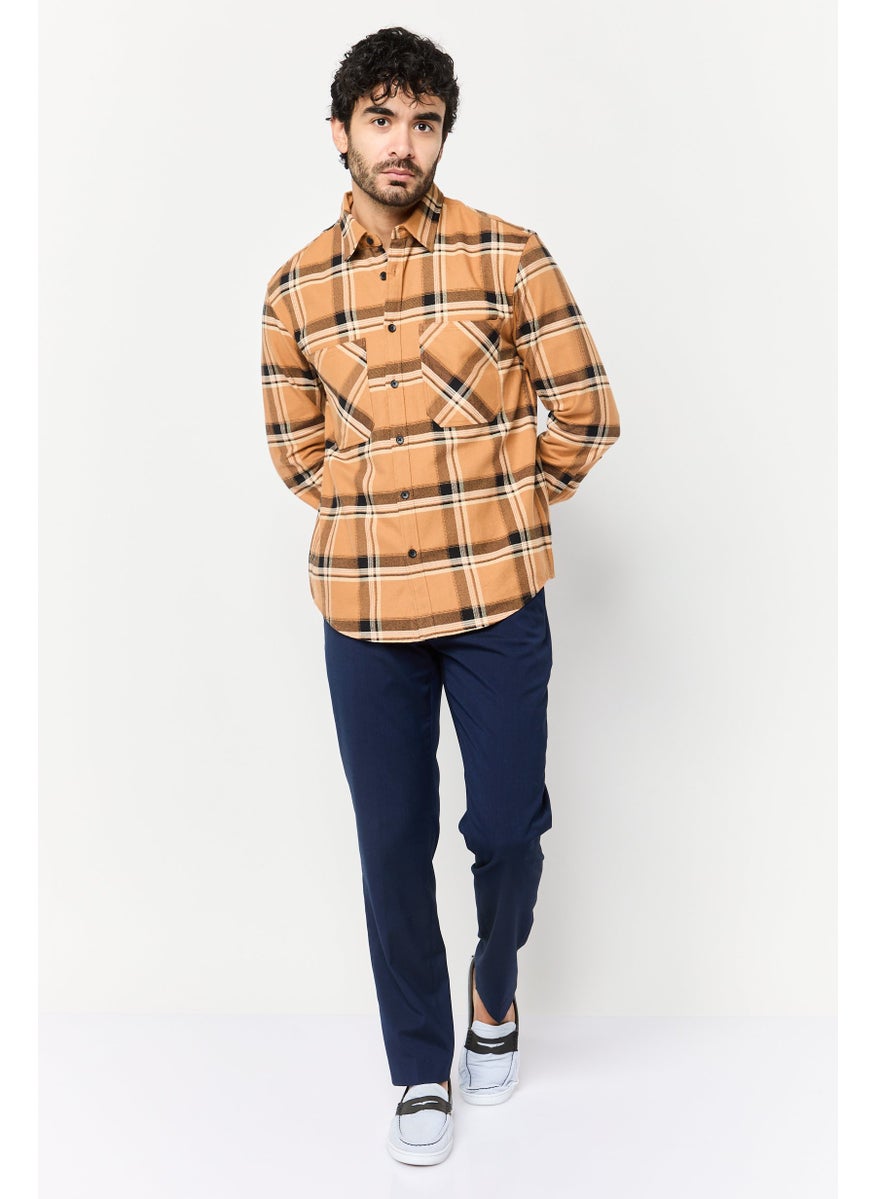 Men Regular Fit Checkered Long Sleeve Casual Shirt, Multicolor