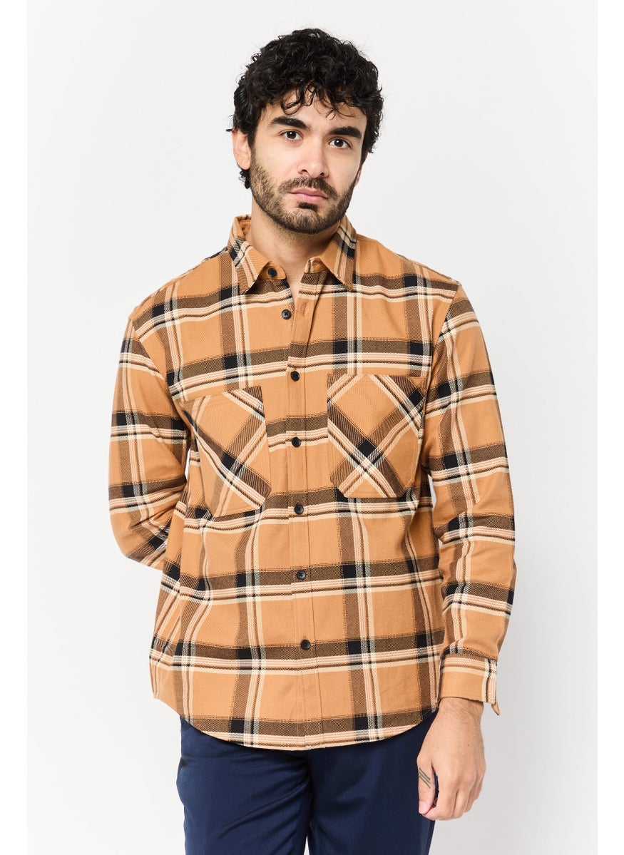 Men Regular Fit Checkered Long Sleeve Casual Shirt, Multicolor