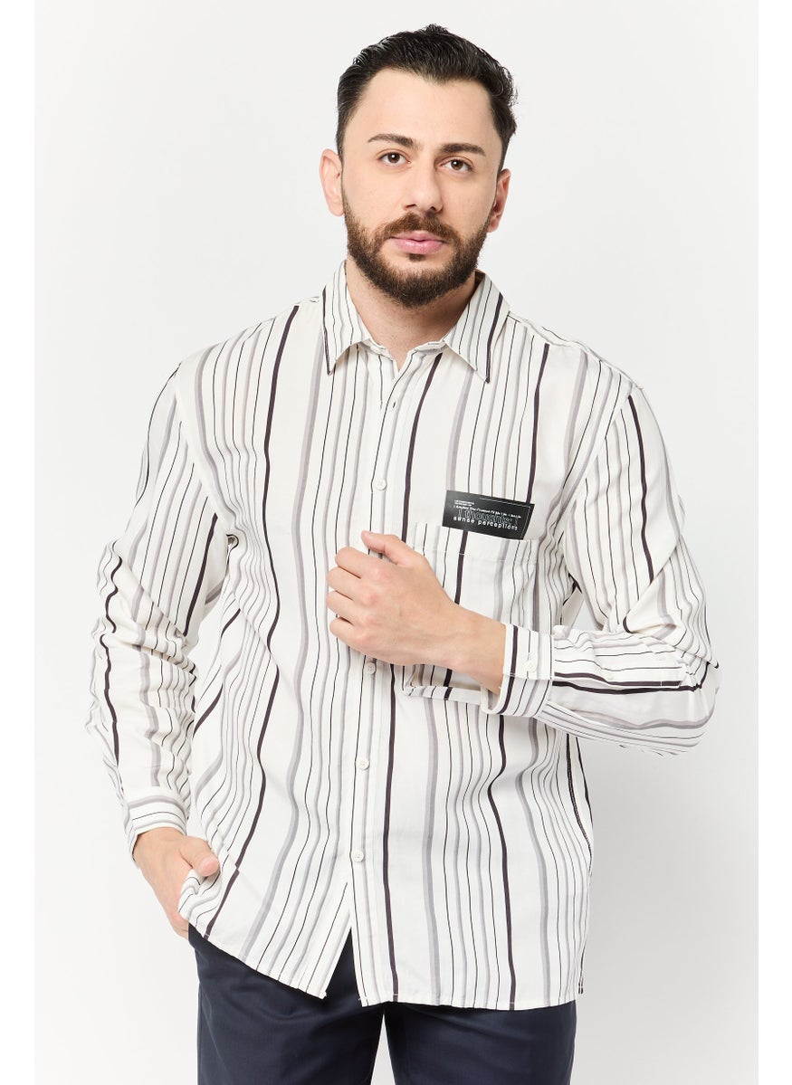 Men Regular Fit Stripe Long Sleeves Casual Shirt, Multicolor