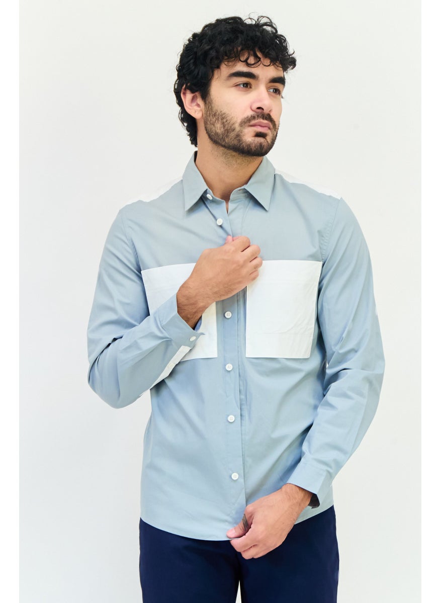 Men Regular Fit Colorblock Long Sleeve Casual Shirts, Multicolor