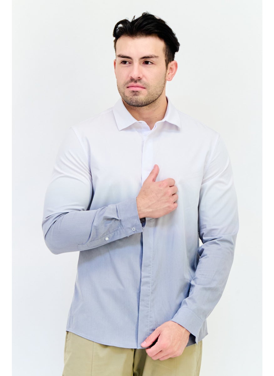 Men Regular Fit Ombre Print Long Sleeves Casual Shirt, Multicolor