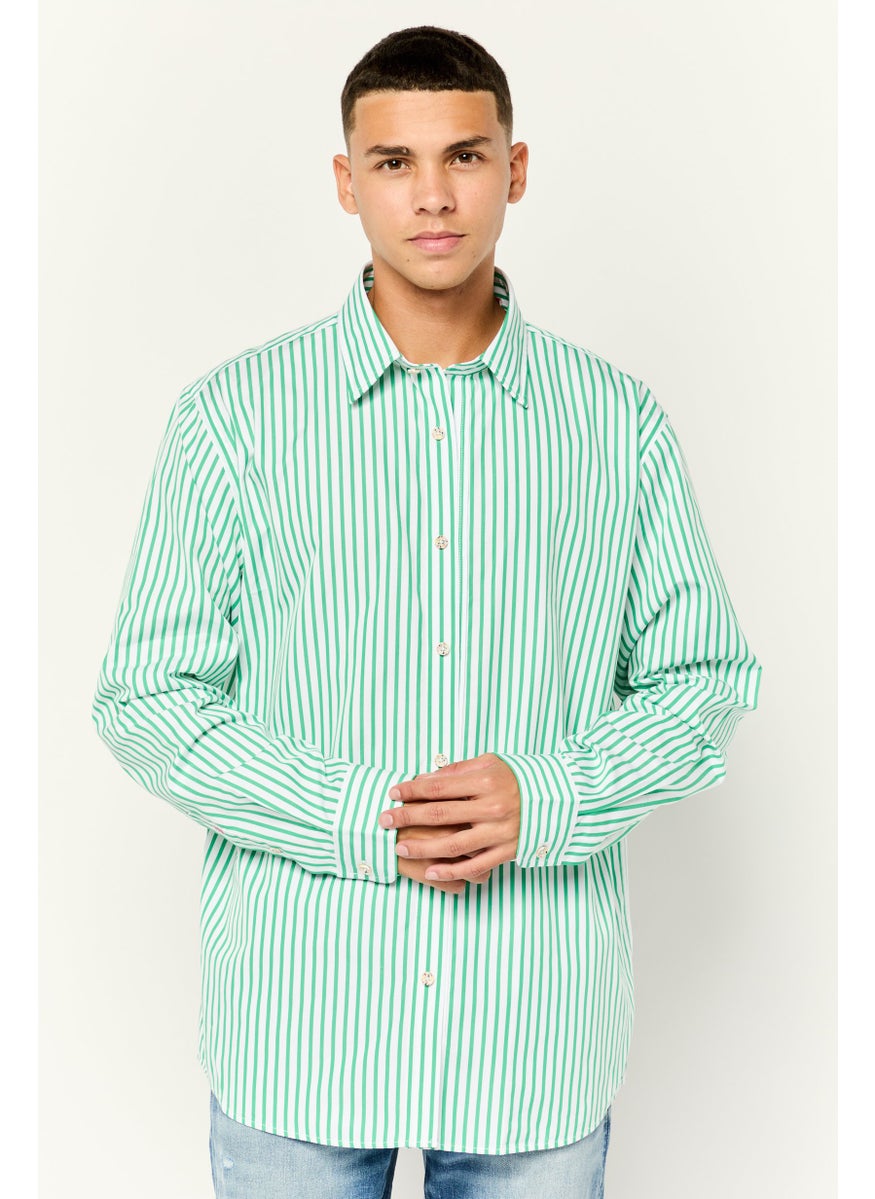 Men Regular Fit Stripe Long Sleeve Casual Shirt, Multi Color