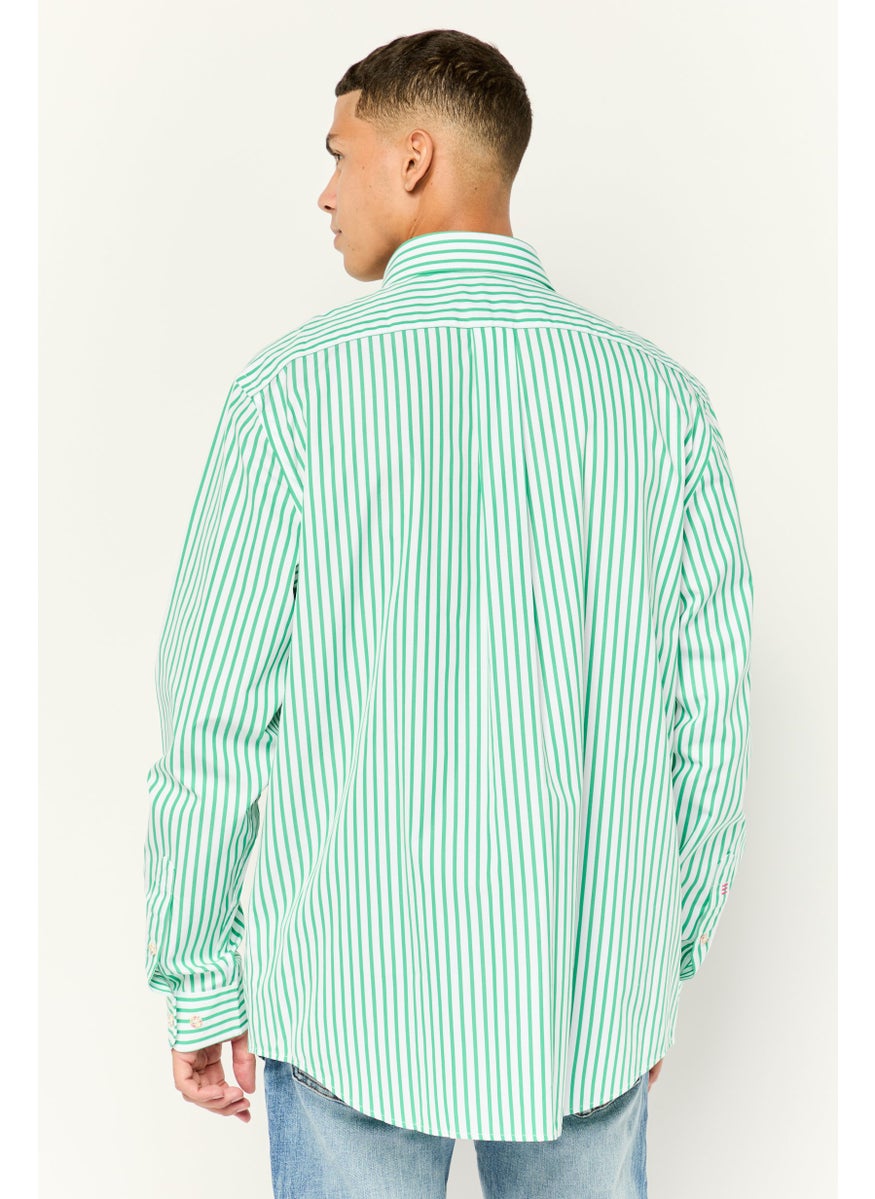 Men Regular Fit Stripe Long Sleeve Casual Shirt, Multi Color