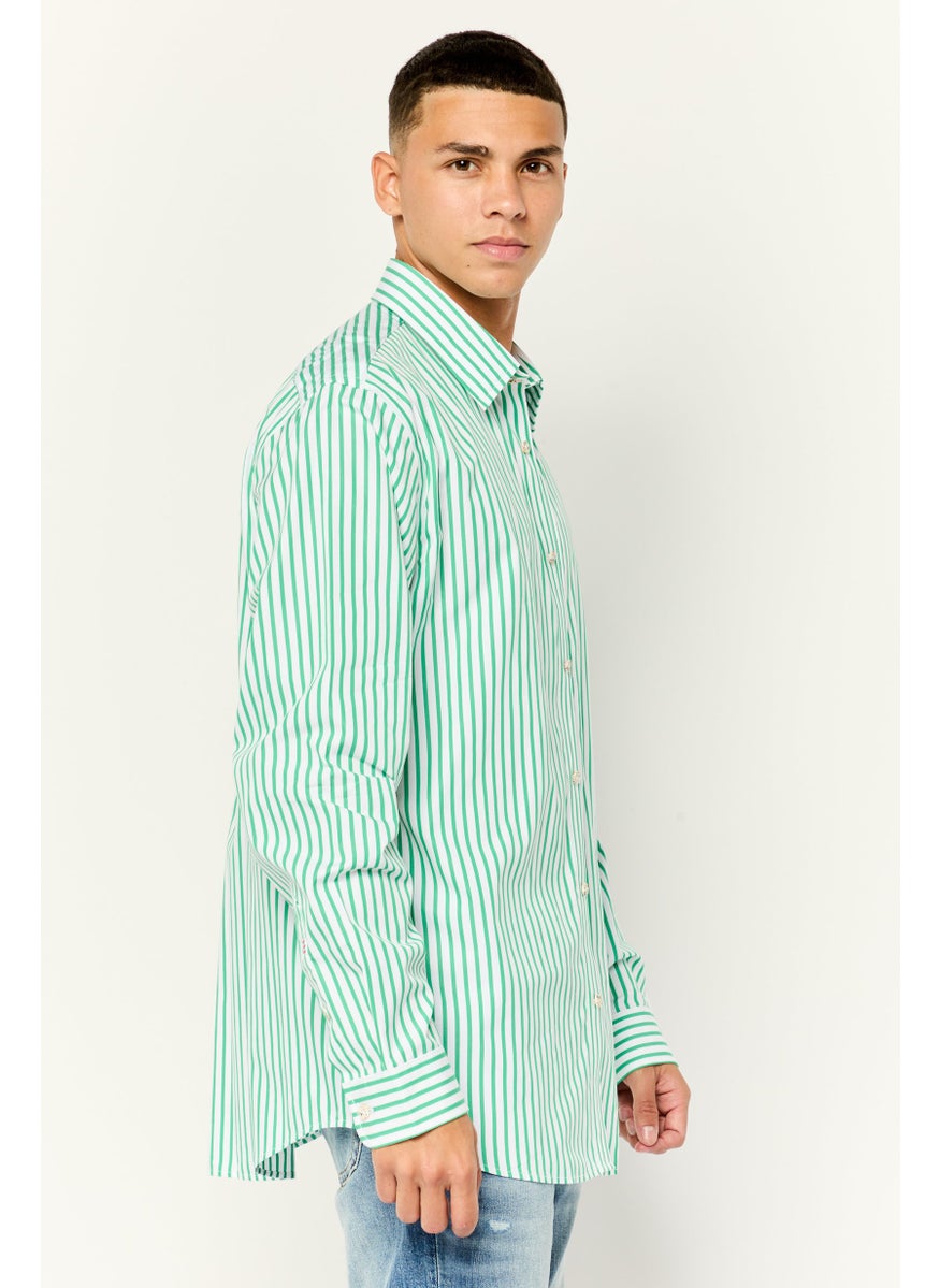 Men Regular Fit Stripe Long Sleeve Casual Shirt, Multi Color
