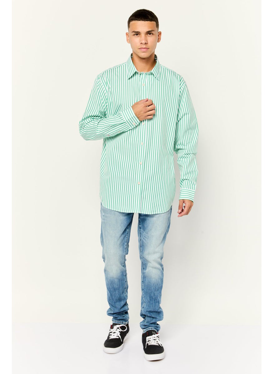 Men Regular Fit Stripe Long Sleeve Casual Shirt, Multi Color