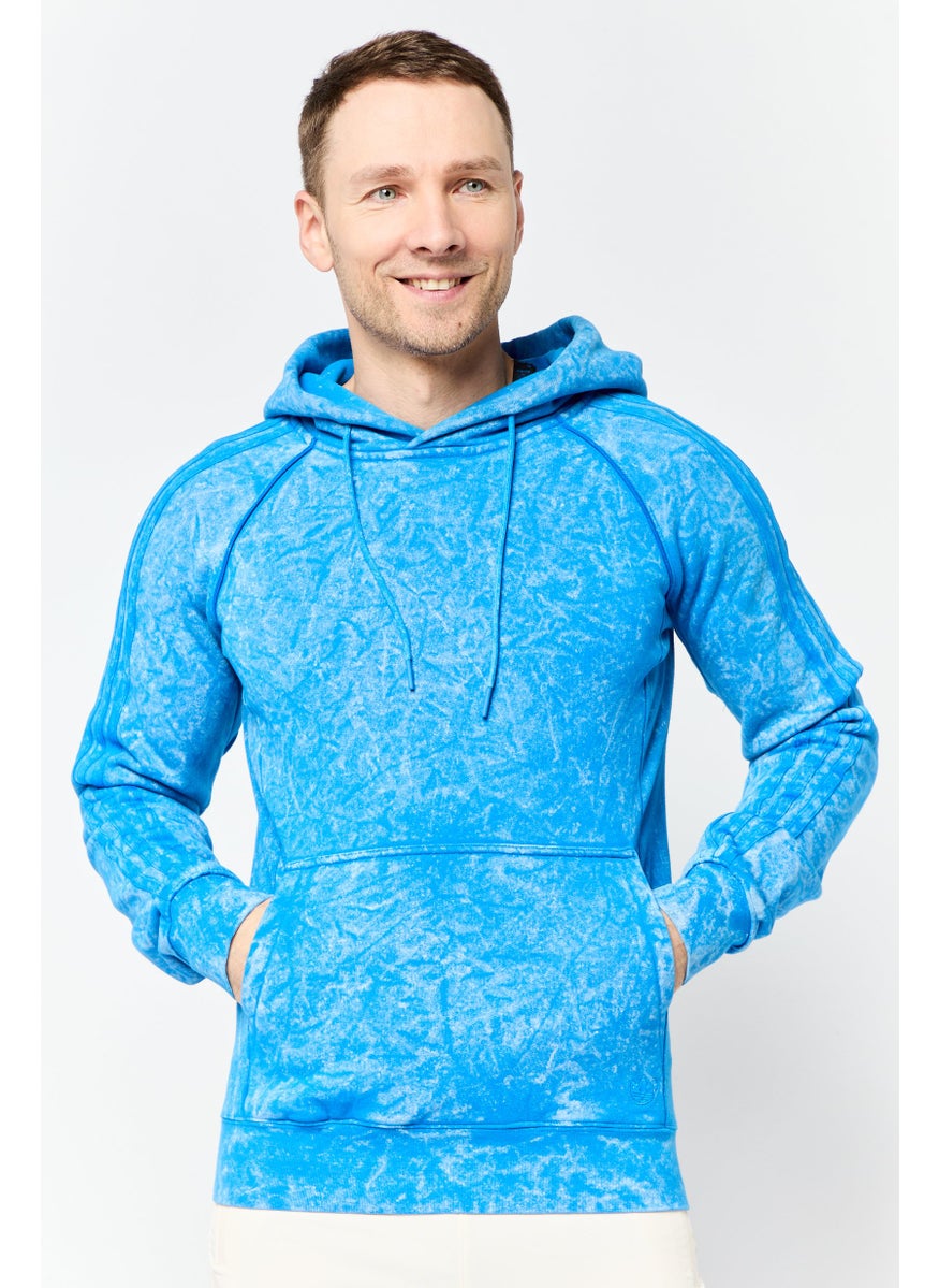 Men Sportswear Fit Long Sleeve Outdoor Hoodie, Washed Blue