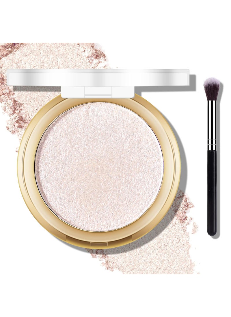 Baked Highlighter Powder Palette Makeup Highlighter Powder Palette Sheer Shimmering Finish Face Highlighters Makeup Iluminadores de Maquillaje 01 Moonlight White
