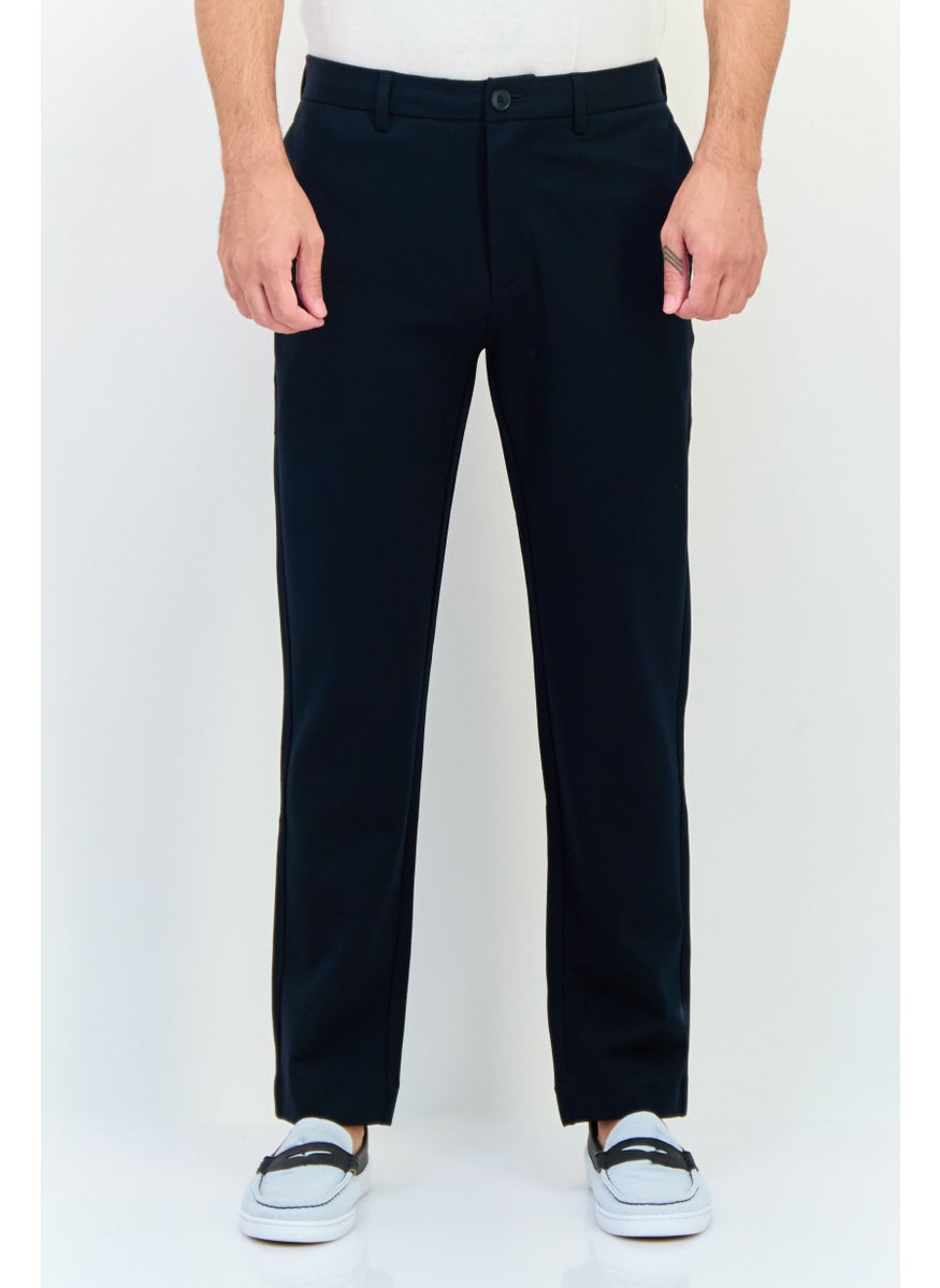 Men Regular Fit Solid Chino Pants, Navy