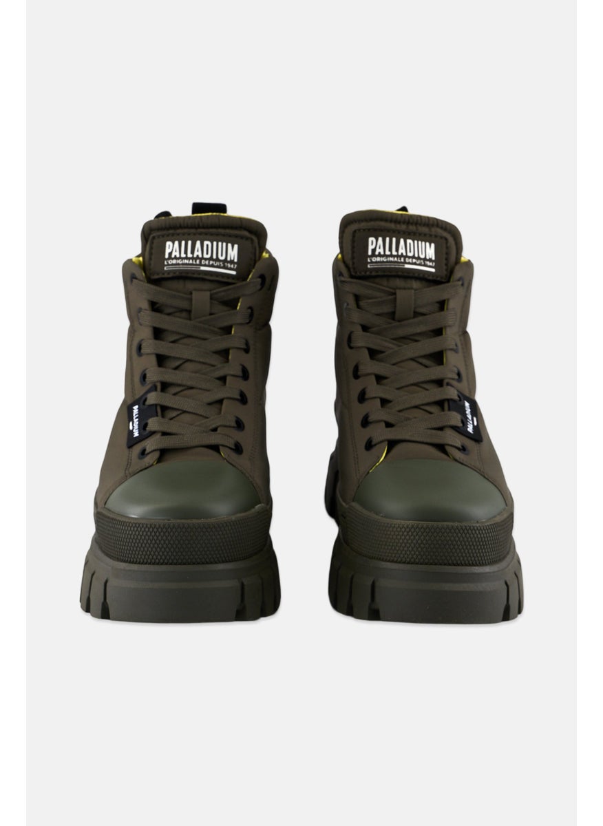 Women Revolt Boot Overcush Lace Up Ankle Boots, Dark Olive