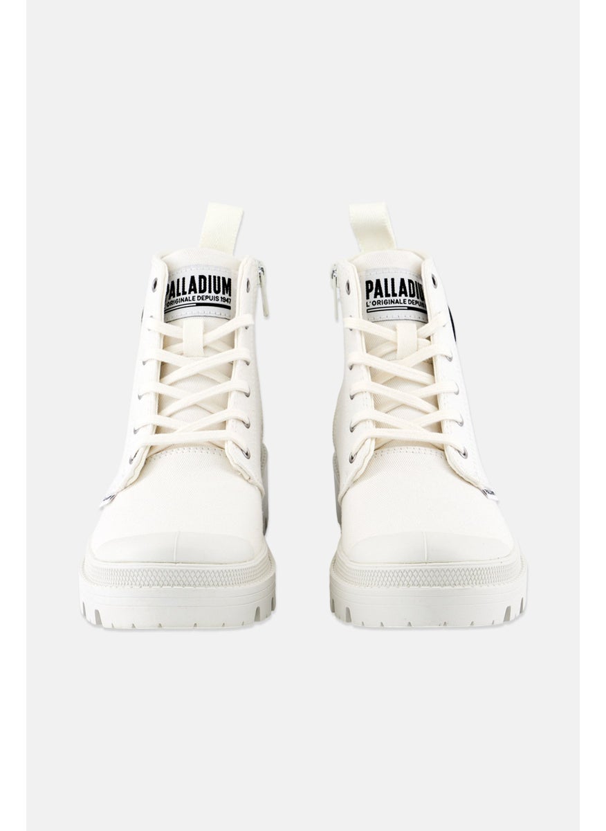 Women Pallabase Twill Lace Up Ankle Boots, White
