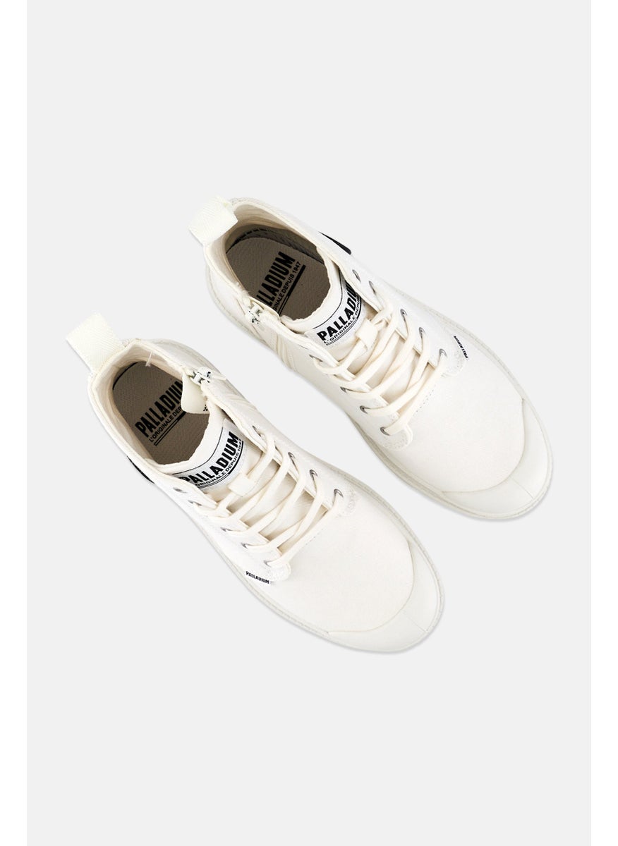 Women Pallabase Twill Lace Up Ankle Boots, White