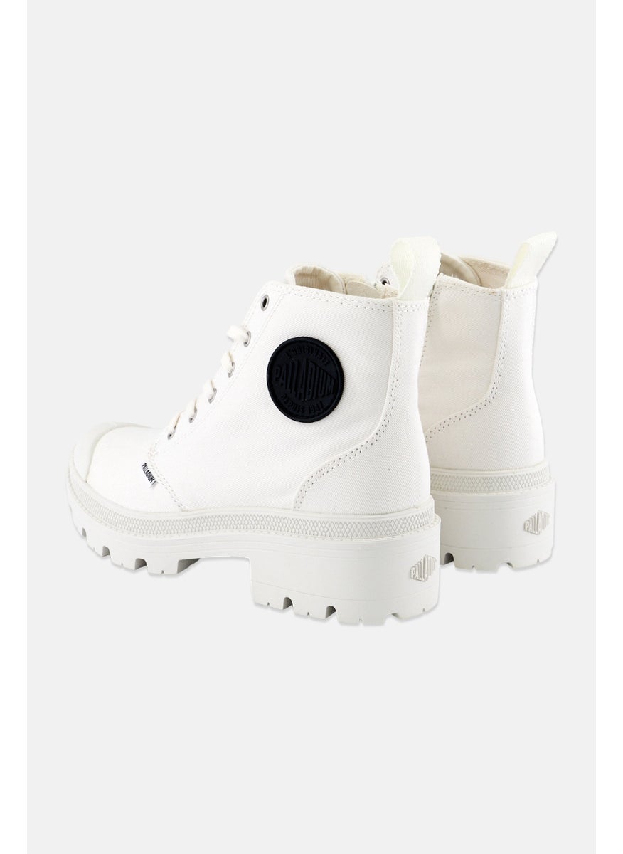 Women Pallabase Twill Lace Up Ankle Boots, White