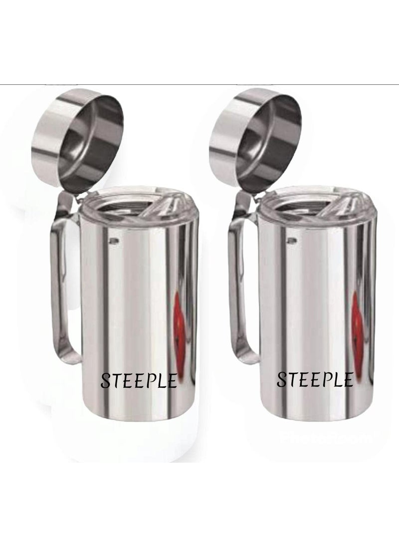 STEEPLE Oil Dispenser 1 Litre Kitchen Set Oil Container Oil Bottle Cooking Oil Dispenser For Home Resturants 1000 ml Pack Of 2 Sliver