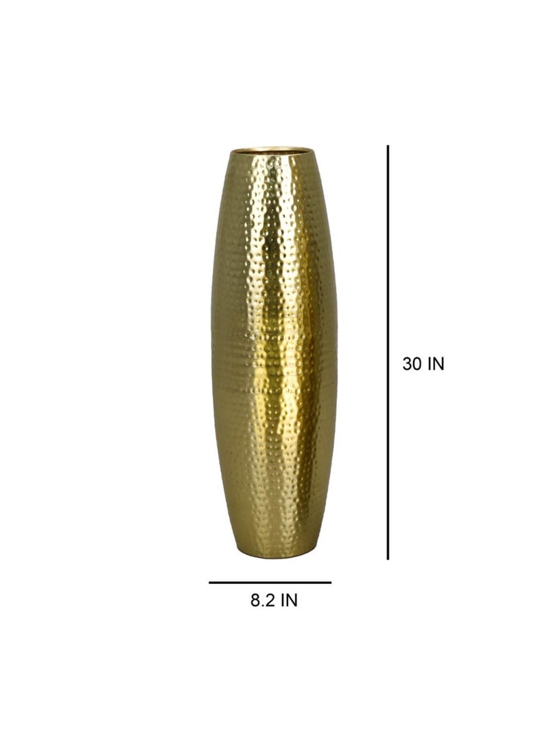 Royaloak Metal Hammered Flower Vase Large | Crafted from High-Grade Metal | Stylish Accent Piece for Any Room | Durable & Low-Maintenance | Radiant Gold Finish