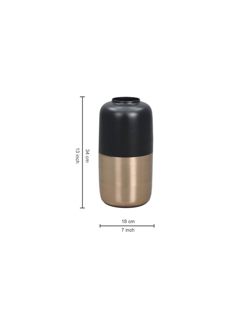 Royaloak Metal Two-Tone Flower Vase Small-2 | Two Tone Black and Gold Finish | Best for Tabletop, Shelf, or Windowsill | Durable & Low-Maintenance
