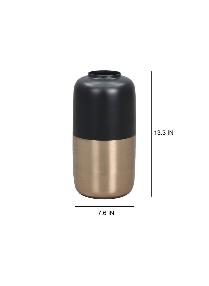 Royaloak Metal Two-Tone Flower Vase Large-2 | Two Tone Black and Gold Finish | Best for Tabletop, Shelf, or Windowsill | Durable & Low-Maintenance