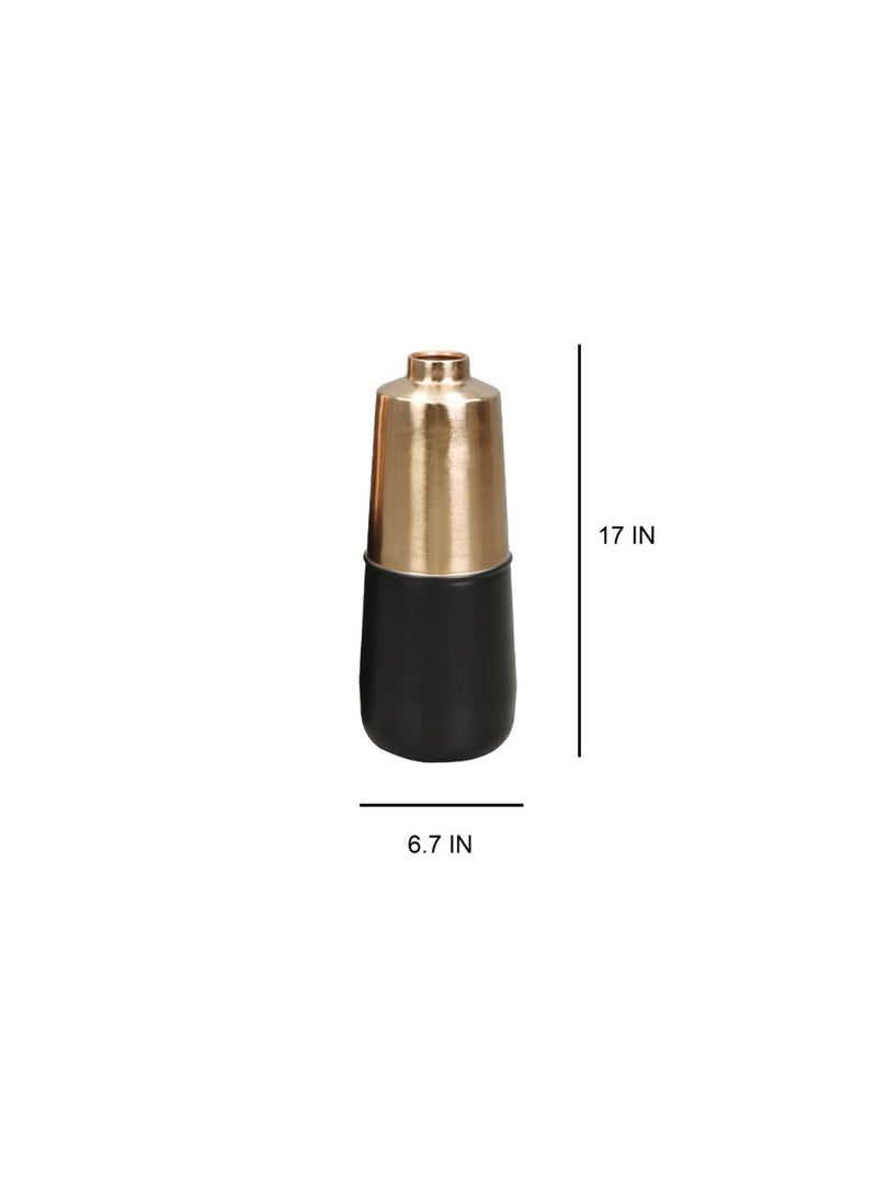 Royaloak Metal Two-Tone Flower Vase Small | Two Tone Black and Bronze Finish | Best for Tabletop, Shelf, or Windowsill | Durable & Low-Maintenance