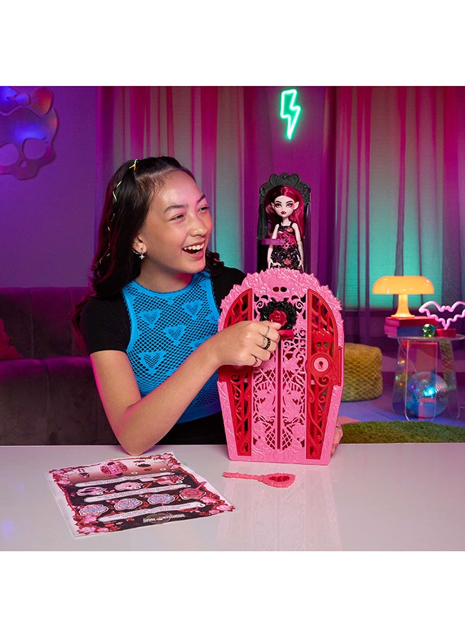 Garden Mysteries Draculaura with Reveal Closet & 19+ Tea Party Surprises like Clothes, Skulltimate Secrets Doll & Accessories Set