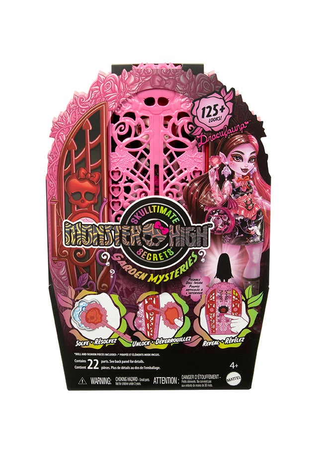 Garden Mysteries Draculaura with Reveal Closet & 19+ Tea Party Surprises like Clothes, Skulltimate Secrets Doll & Accessories Set