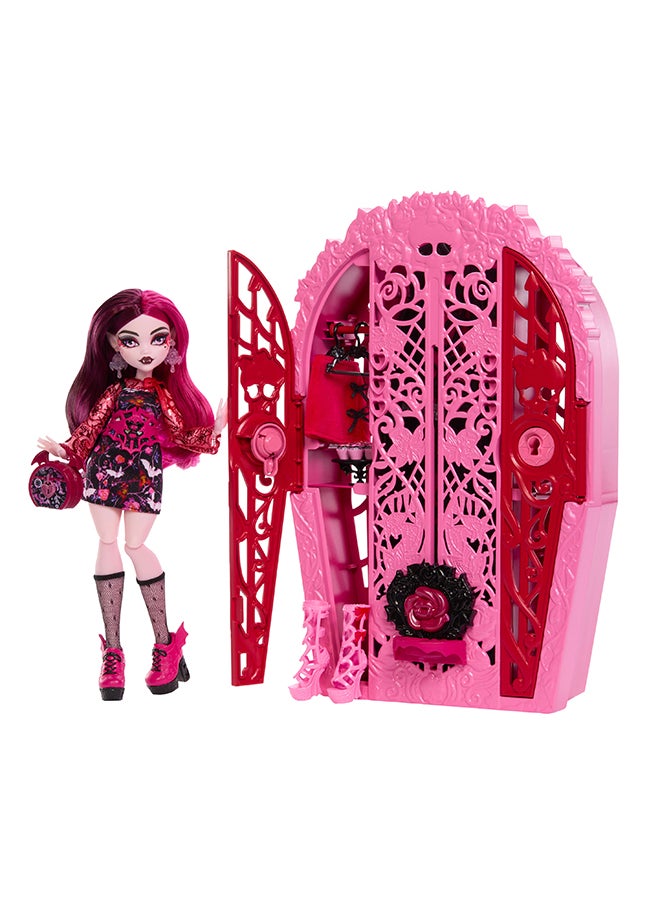 Garden Mysteries Draculaura with Reveal Closet & 19+ Tea Party Surprises like Clothes, Skulltimate Secrets Doll & Accessories Set