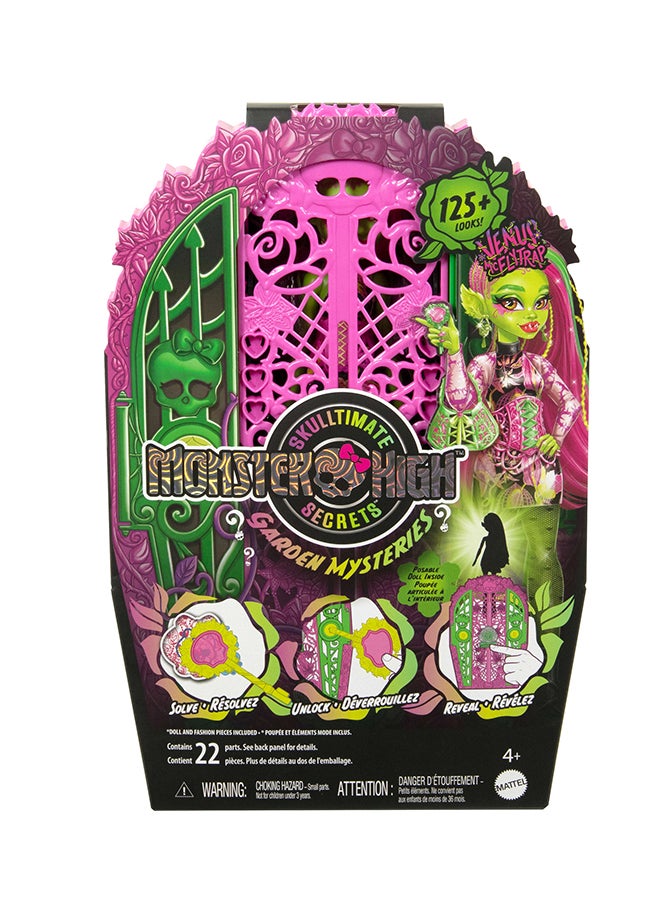 Garden Mysteries Venus McFlytrap with Reveal Closet & 19+ Tea Party Surprises like Clothes, Skulltimate Secrets Doll & Accessories Set