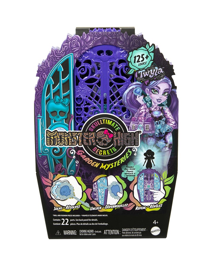 Garden Mysteries Twyla with Reveal Closet & 19+ Tea Party Surprises like Clothes, Skulltimate Secrets Doll & Accessories Set