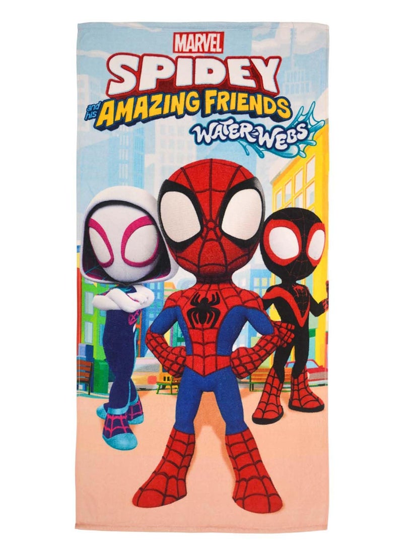 Athom Living Spidey Water Webs Kids Cotton Bath TowelSuperhero Themed Soft Absorbent Towel for Boys Girls 60x120cm 350GSM