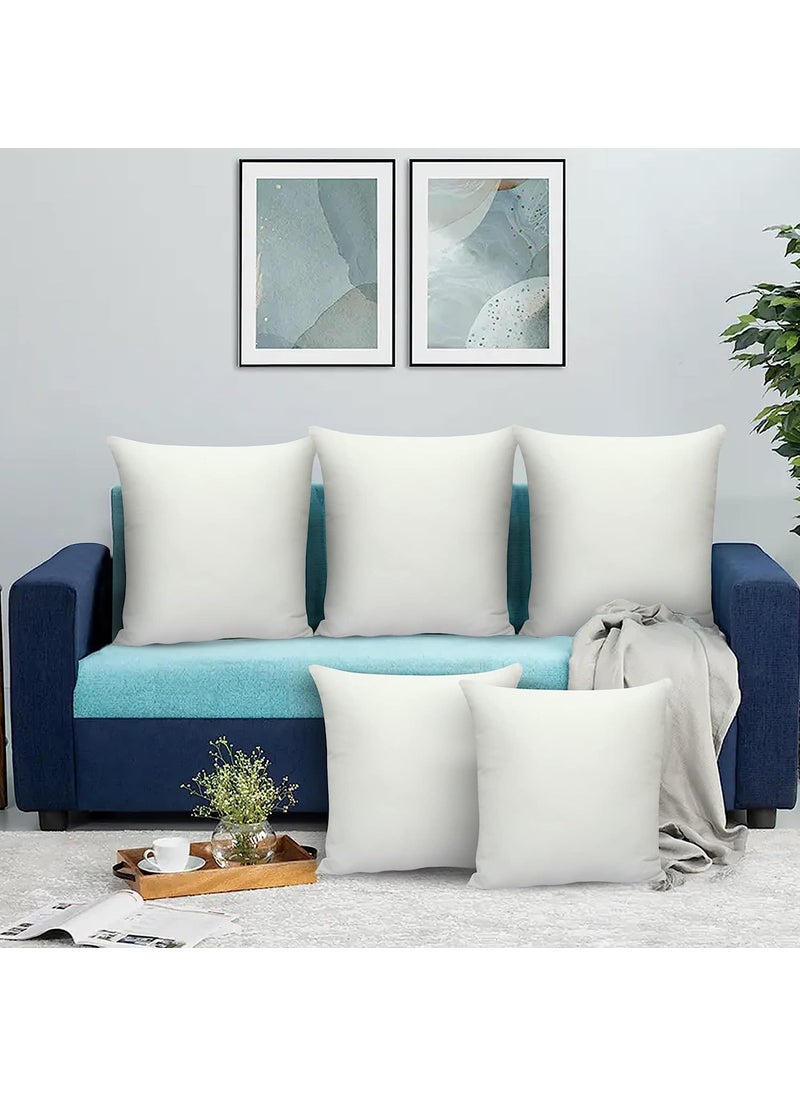 ROYAL TREND Hotel Quality Polyester Blend 16x16inch White Square Cushion Fillers Pack of 5 Cushion 16 x 16 inches