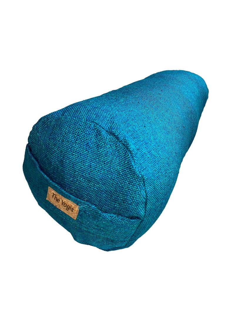 The Yogis Iyengar Yoga Bolster Round Pillow for Yoga Meditation Filled with Cotton Size L 59 x W 23cm Teal Colour