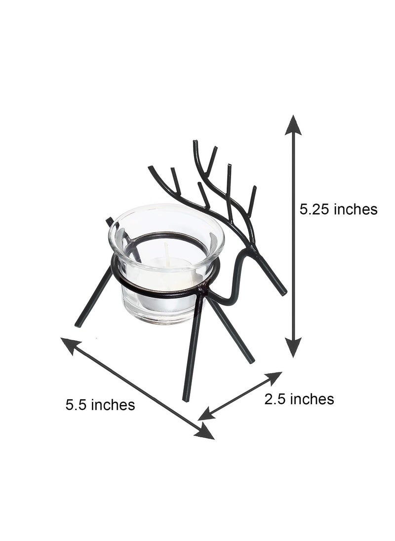 Webelkart Iron Christmas Reindeer Tealight Candle Holder for Home and Dining Decor (Pack of 2)