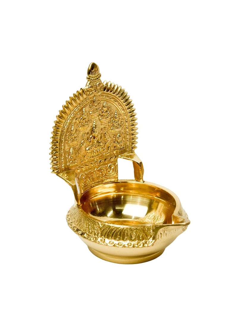 Bhimonee Decor Pure Brass Lakshmi KUBER KAMAKSHI Deep Deepak Diya for Pooja Purposes 6 Inches 440 gm