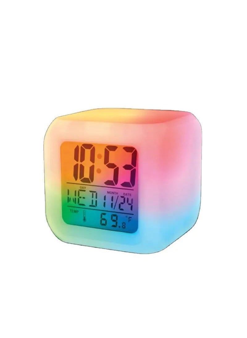 Superstore BeOne Changing Multicolour Clock Calendars Digital LED Glowing Alarm Clock for Table Home Desk Night with Temperature Day Month Date and Time Alarm Latest Style