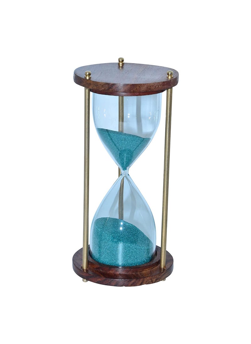 Handmade Wooden Base Sand Clock Unique Timer an Antique Showpiece 5 Minutes time Duration Sand Timer Height 6 inch Sand Best for Home and Office Decor Sky Blue