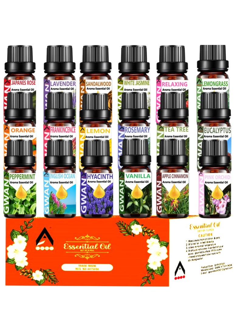 Gwan Aroma Diffuser OilEssential Oil for Home FragranceEssential Oil Diffuser 15ml Each Pack of 18